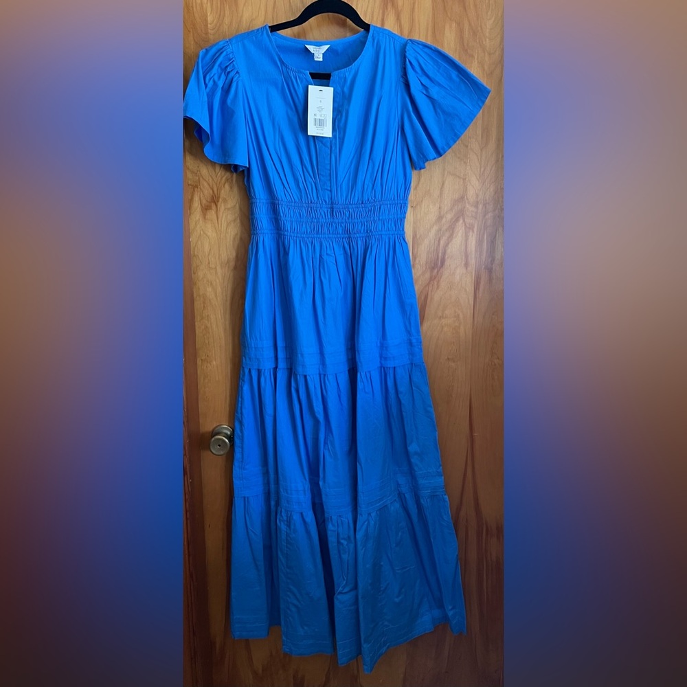 NWT • Crown & Ivy Blue Maxi Sundress with Puff sleeves